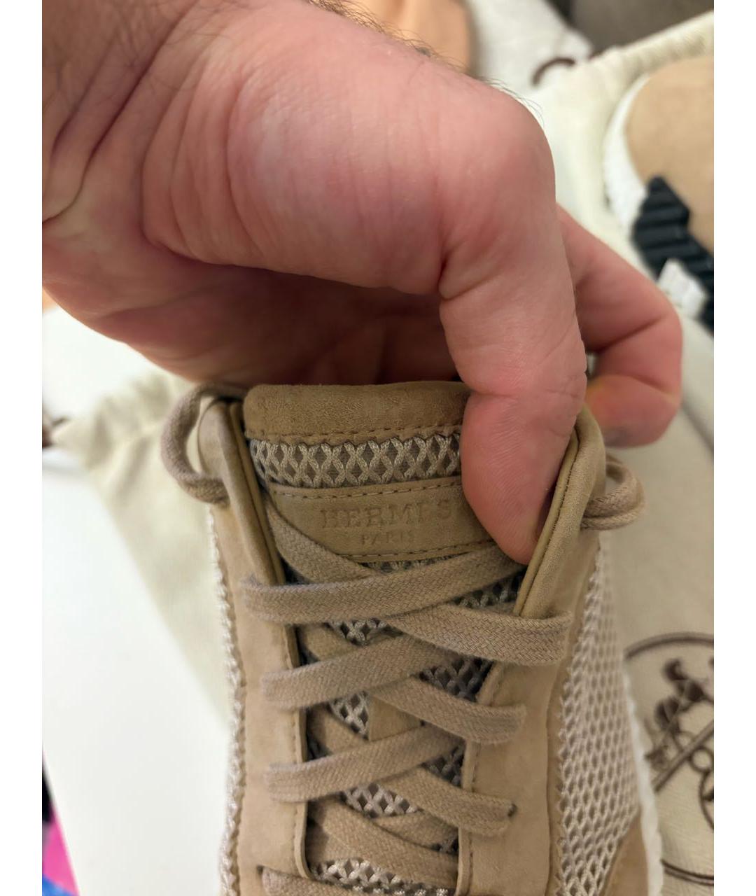 HERMES Бежевые низкие кроссовки / кеды, фото 2