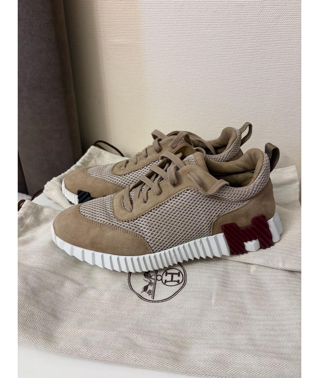 HERMES Бежевые низкие кроссовки / кеды, фото 8