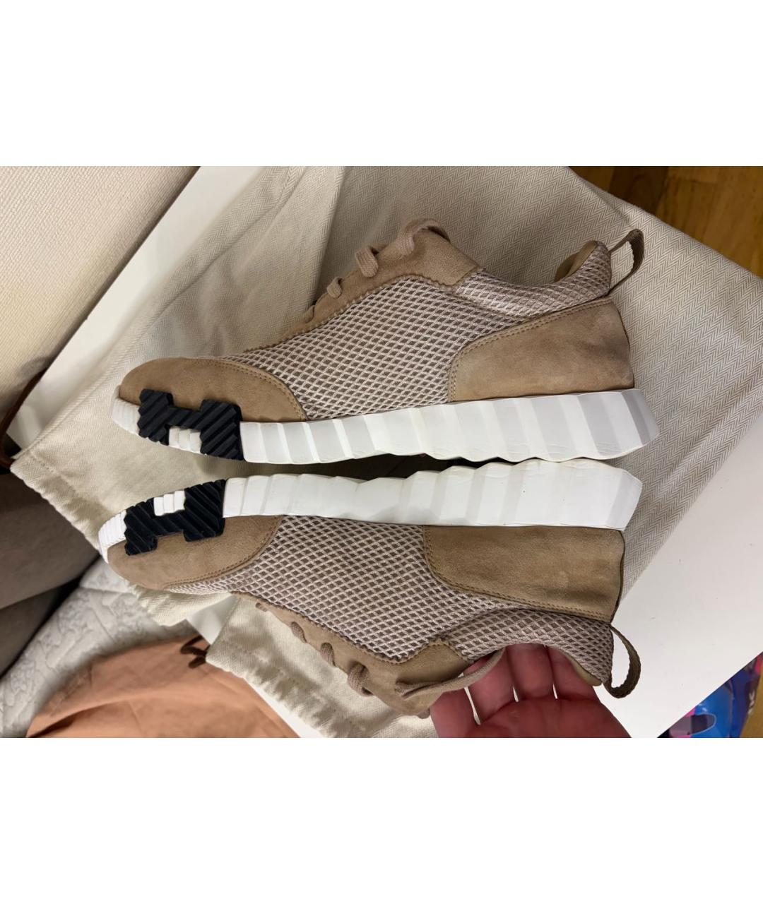 HERMES Бежевые низкие кроссовки / кеды, фото 3