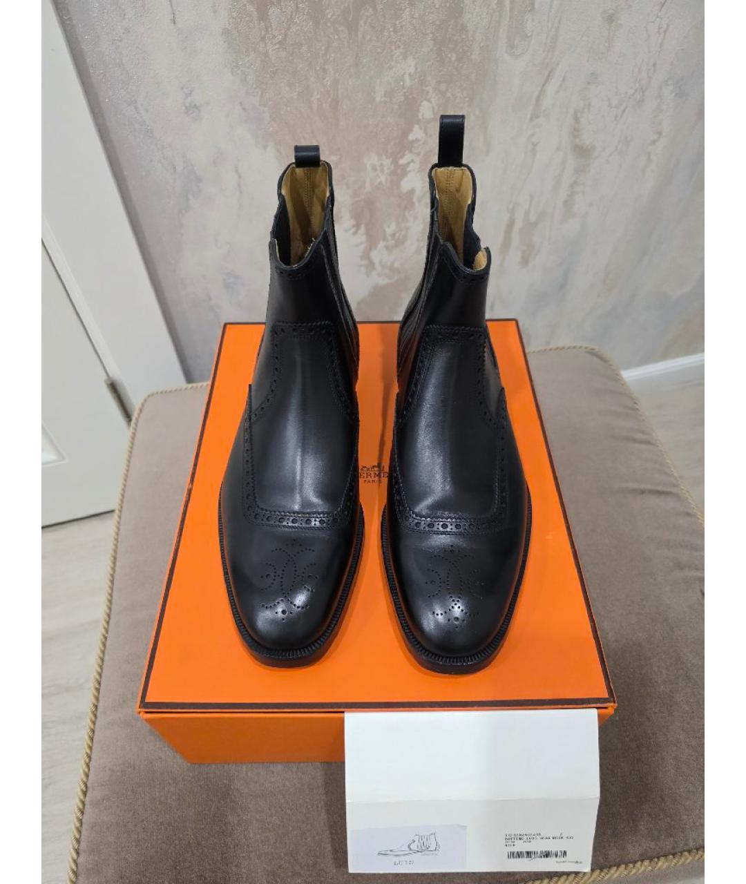 HERMES Черные кожаные высокие ботинки, фото 2