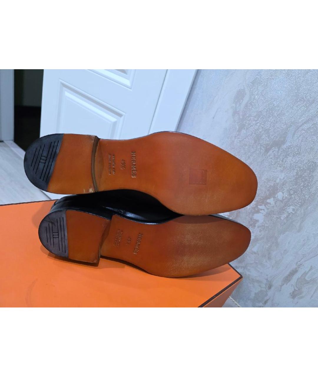 HERMES Черные кожаные высокие ботинки, фото 5