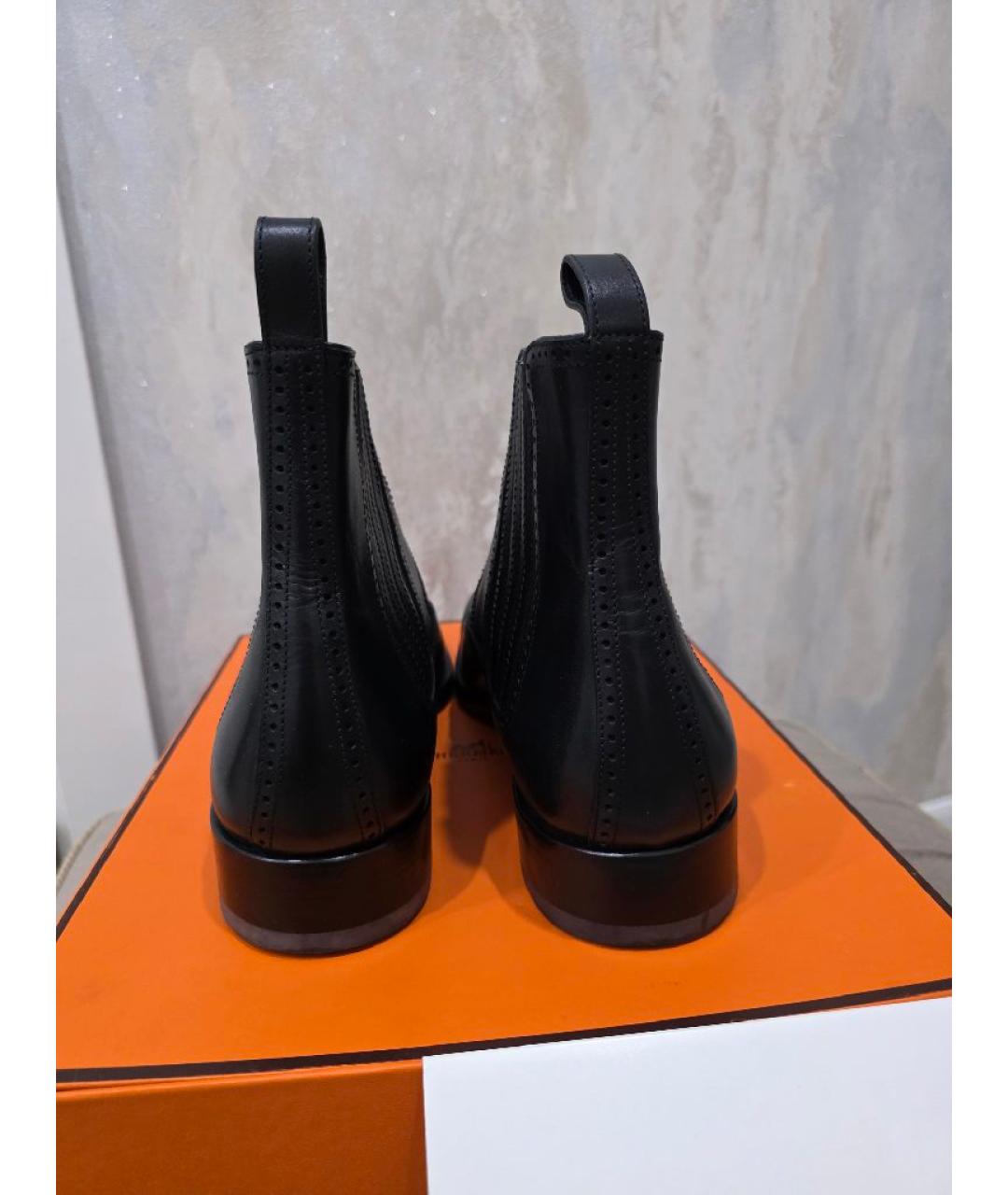 HERMES Черные кожаные высокие ботинки, фото 4