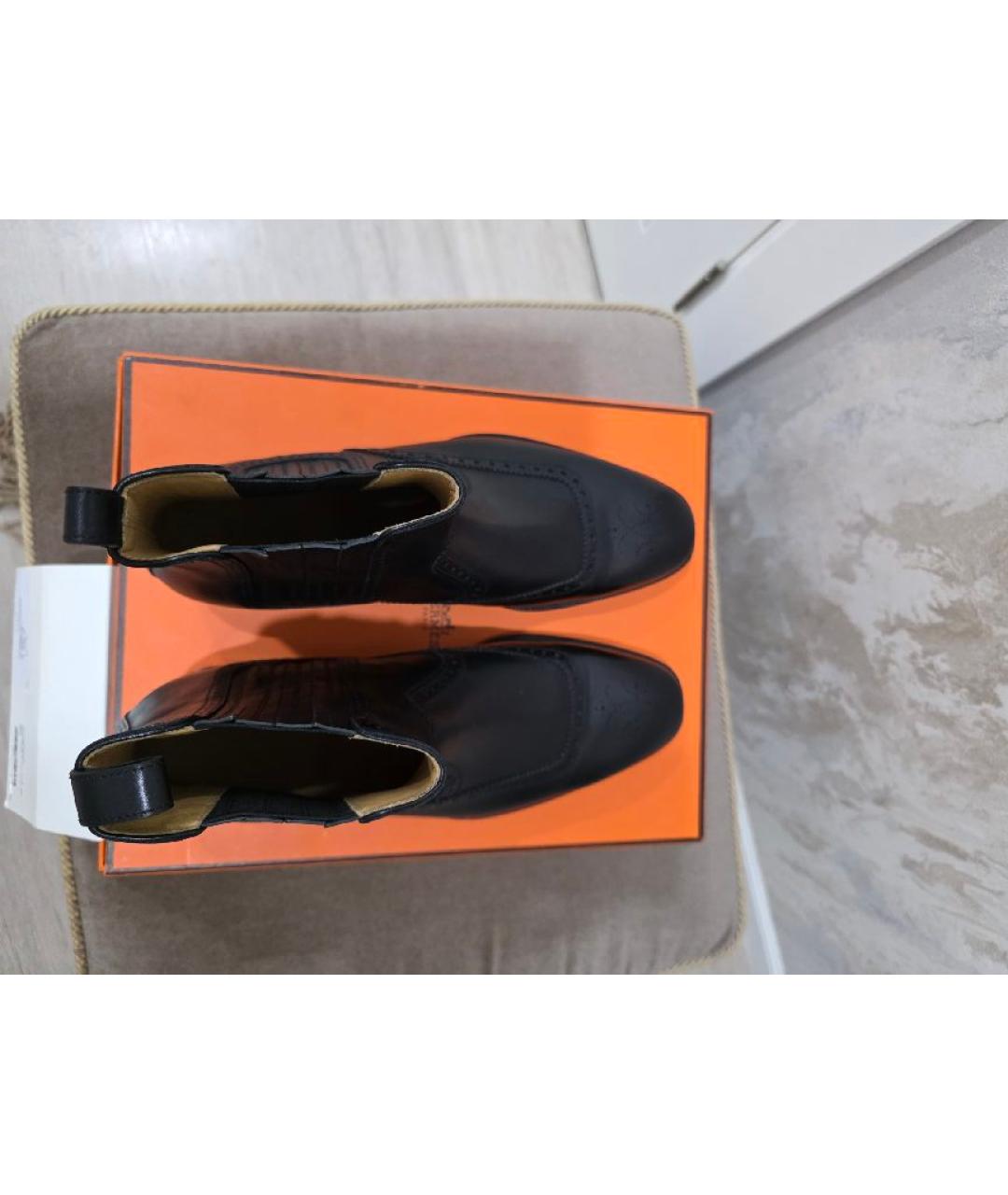 HERMES Черные кожаные высокие ботинки, фото 6