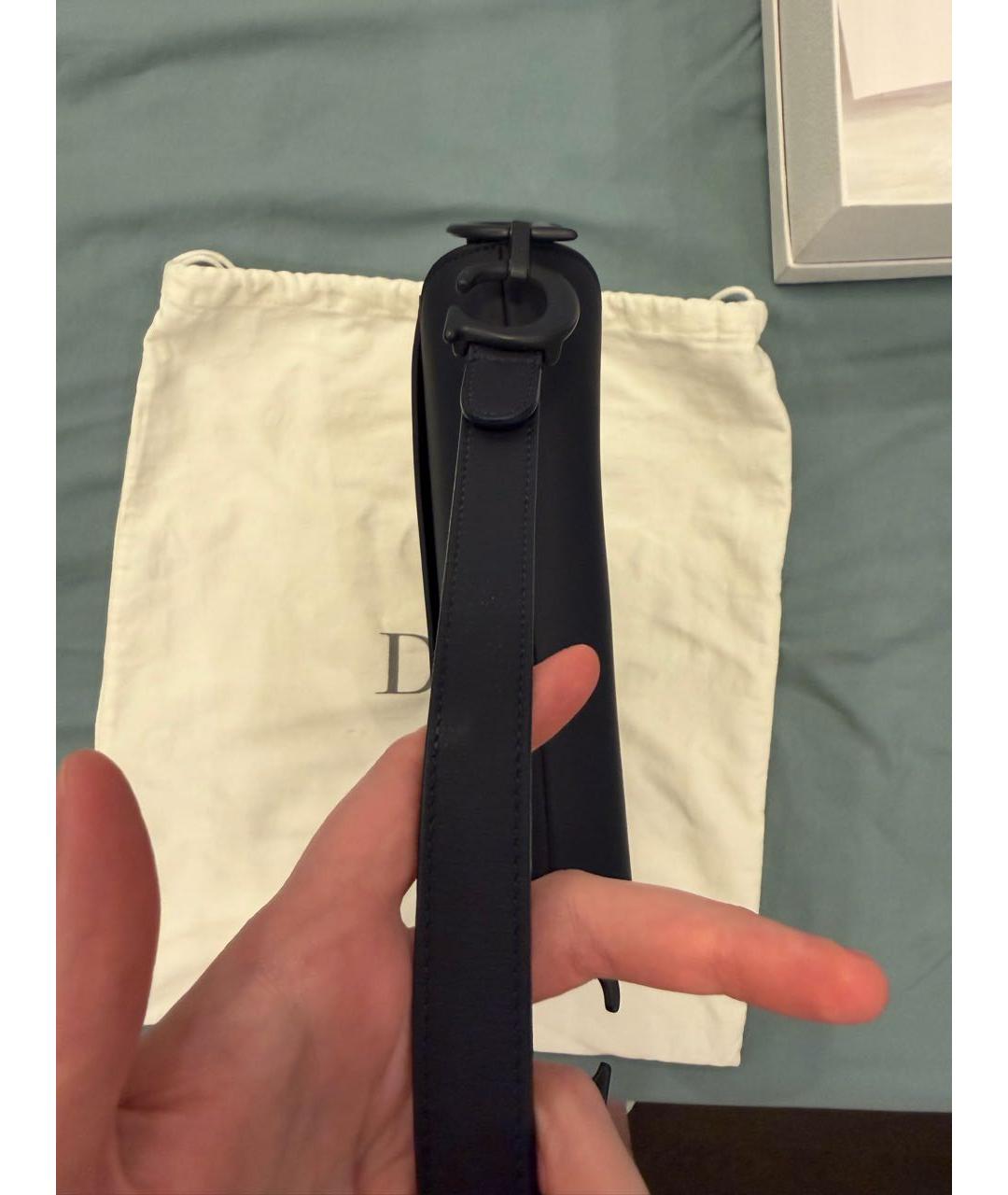 CHRISTIAN DIOR Темно-синяя кожаная сумка с короткими ручками, фото 5