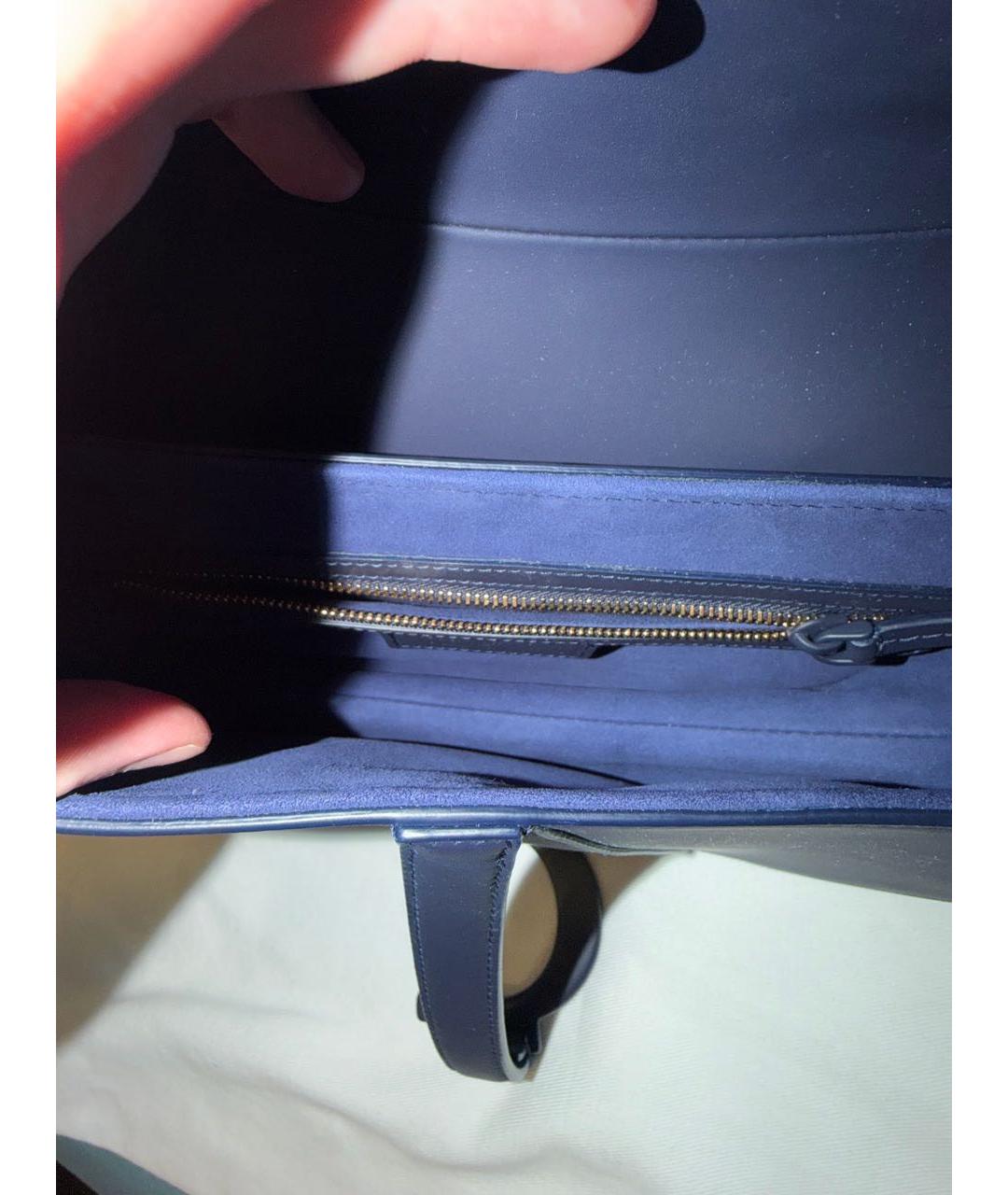 CHRISTIAN DIOR Темно-синяя кожаная сумка с короткими ручками, фото 4