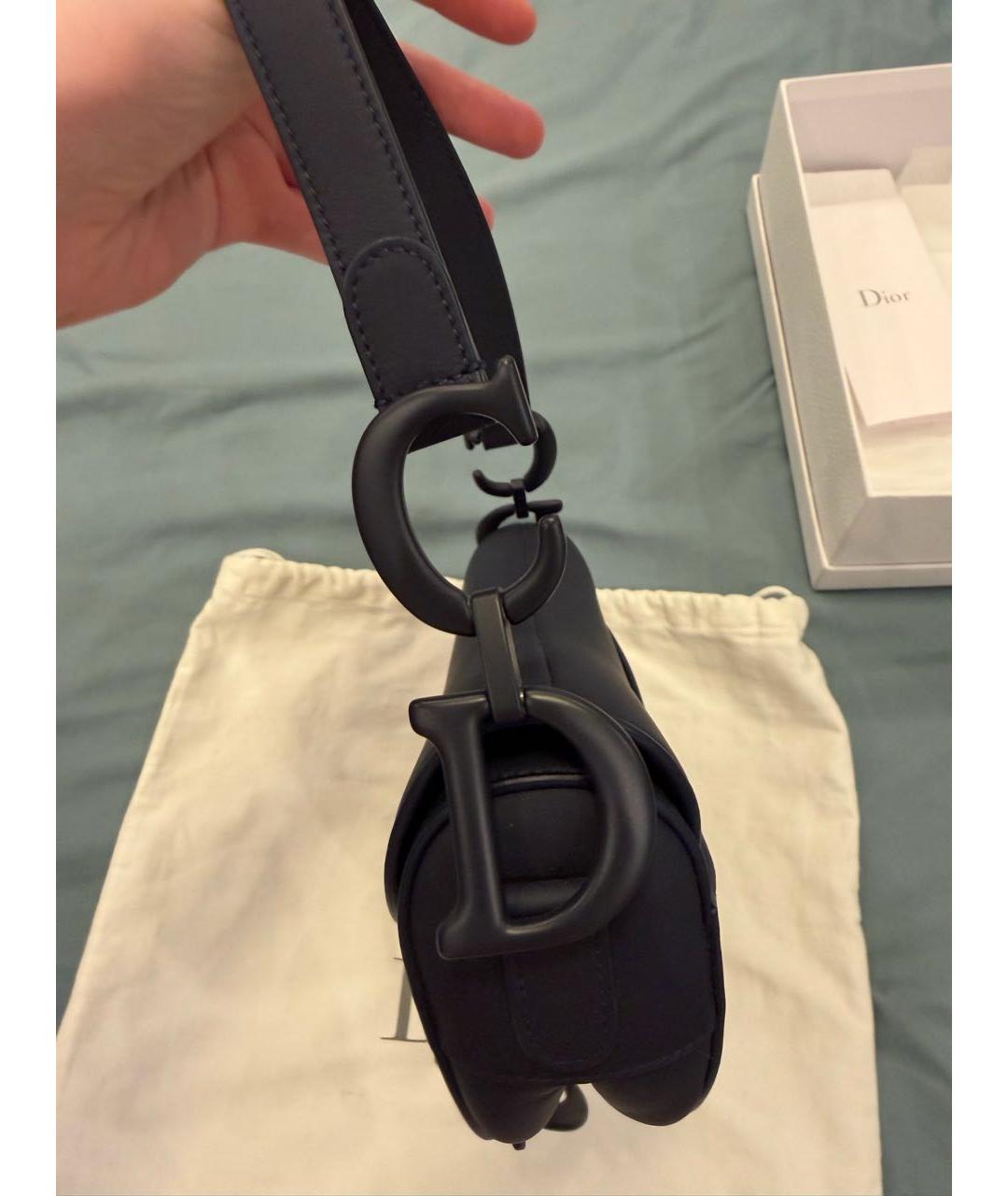 CHRISTIAN DIOR Темно-синяя кожаная сумка с короткими ручками, фото 6