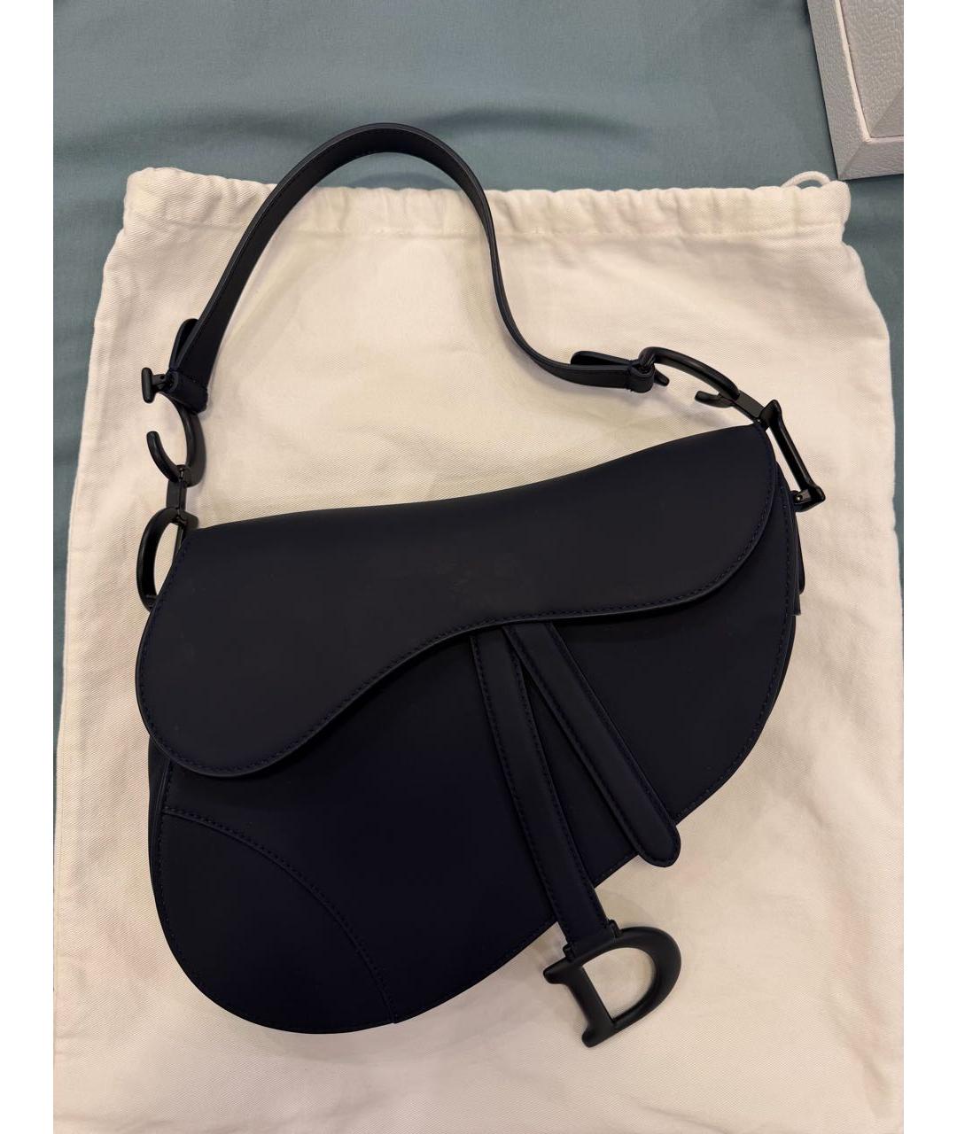 CHRISTIAN DIOR Темно-синяя кожаная сумка с короткими ручками, фото 9