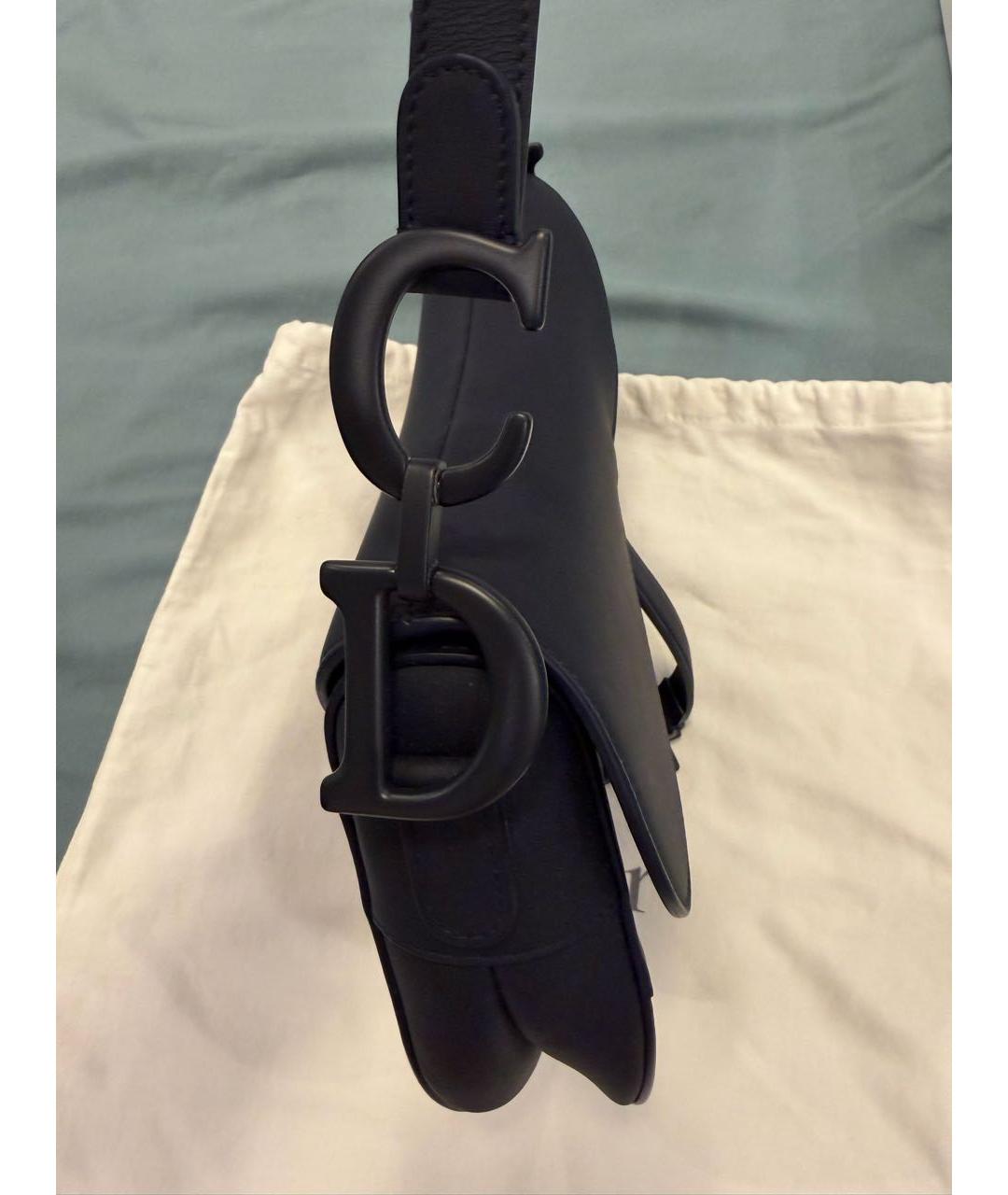 CHRISTIAN DIOR Темно-синяя кожаная сумка с короткими ручками, фото 7