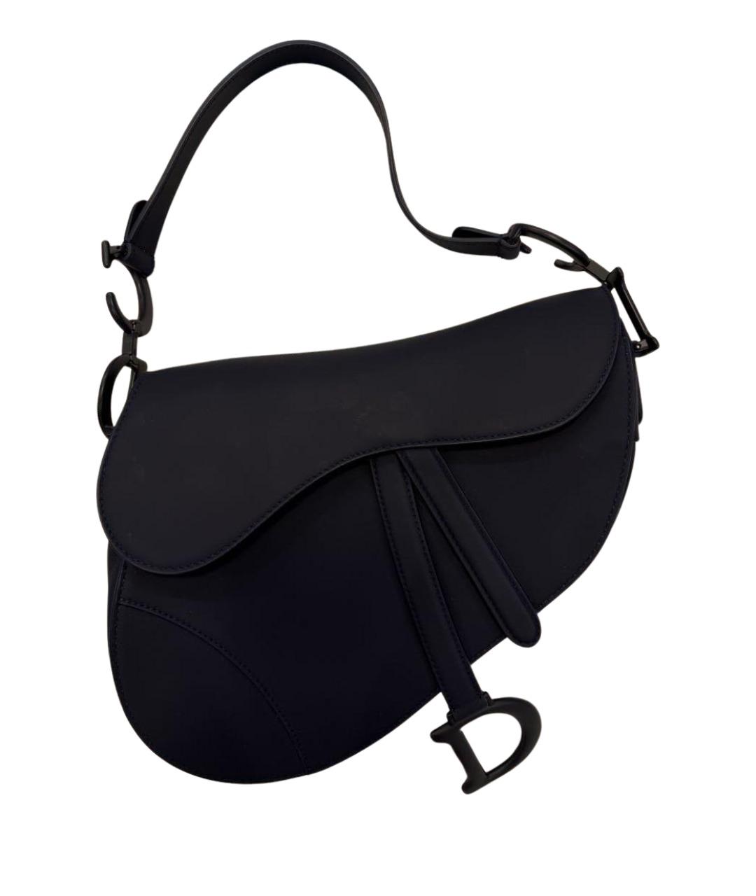 CHRISTIAN DIOR Темно-синяя кожаная сумка с короткими ручками, фото 1