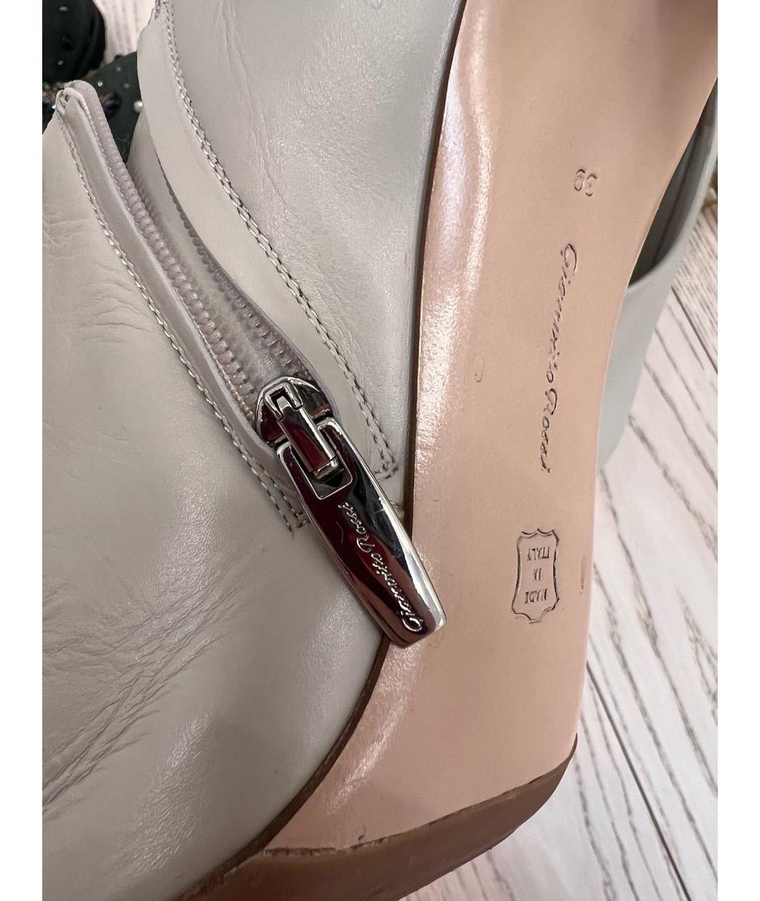 SERGIO ROSSI Бежевые кожаные ботильоны, фото 7