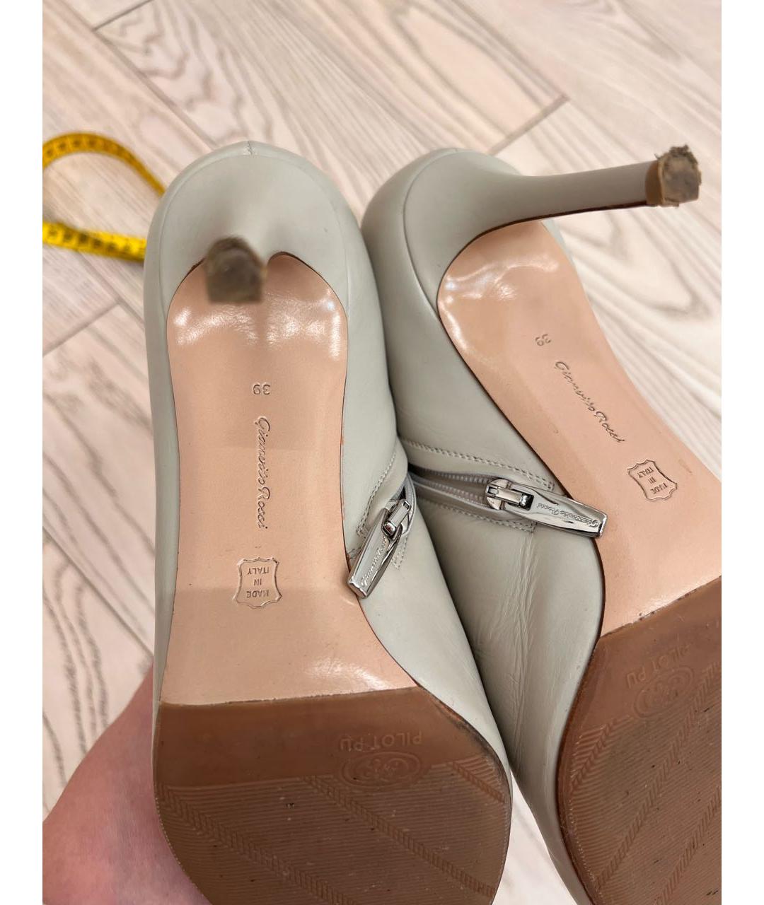 SERGIO ROSSI Бежевые кожаные ботильоны, фото 4