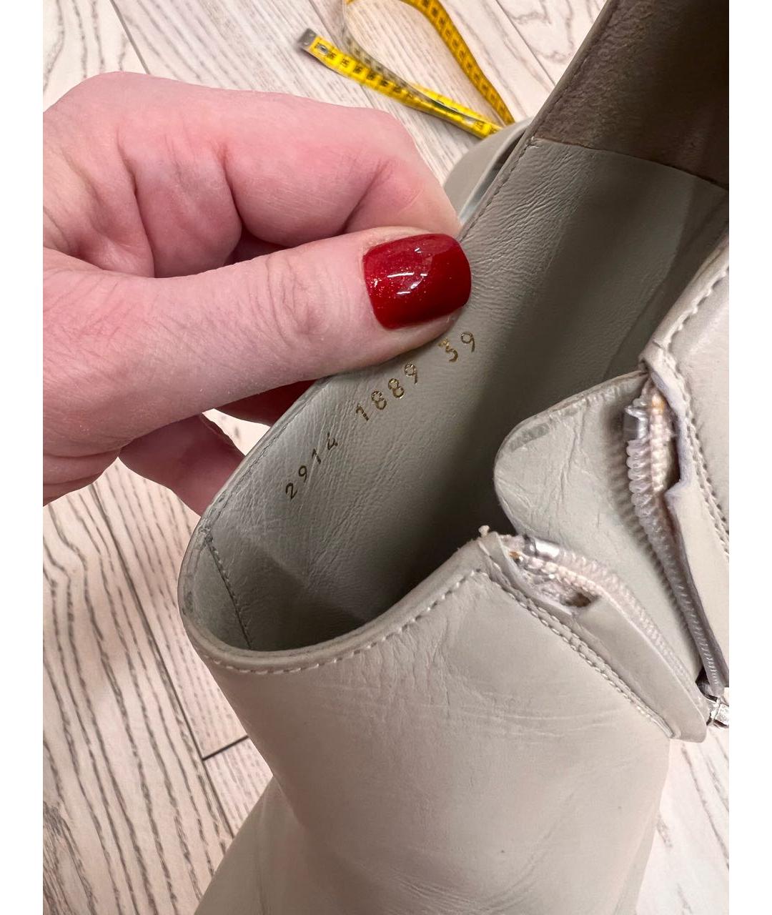 SERGIO ROSSI Бежевые кожаные ботильоны, фото 6