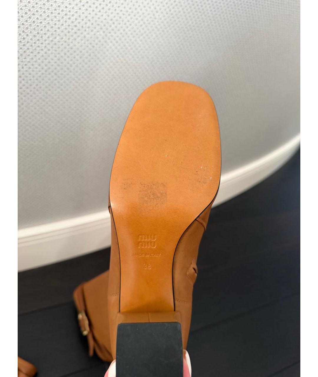 MIU MIU Коричневые кожаные сапоги, фото 5