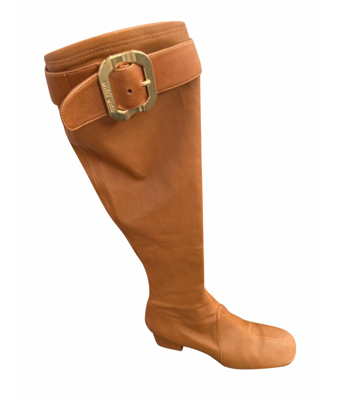 MIU MIU Коричневые кожаные сапоги, фото 1