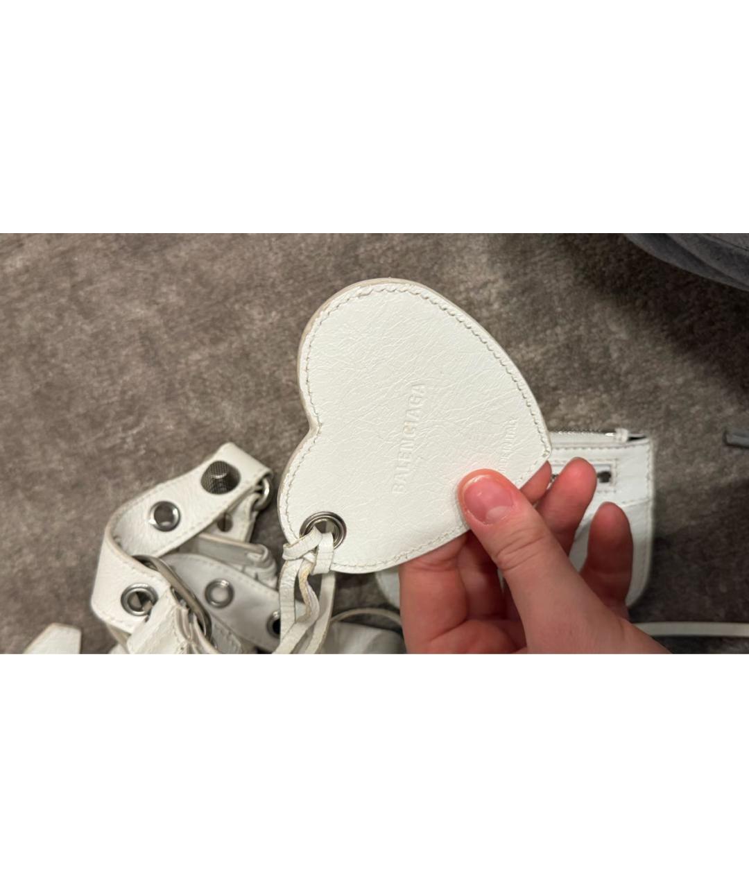 BALENCIAGA Белая кожаная сумка через плечо, фото 5