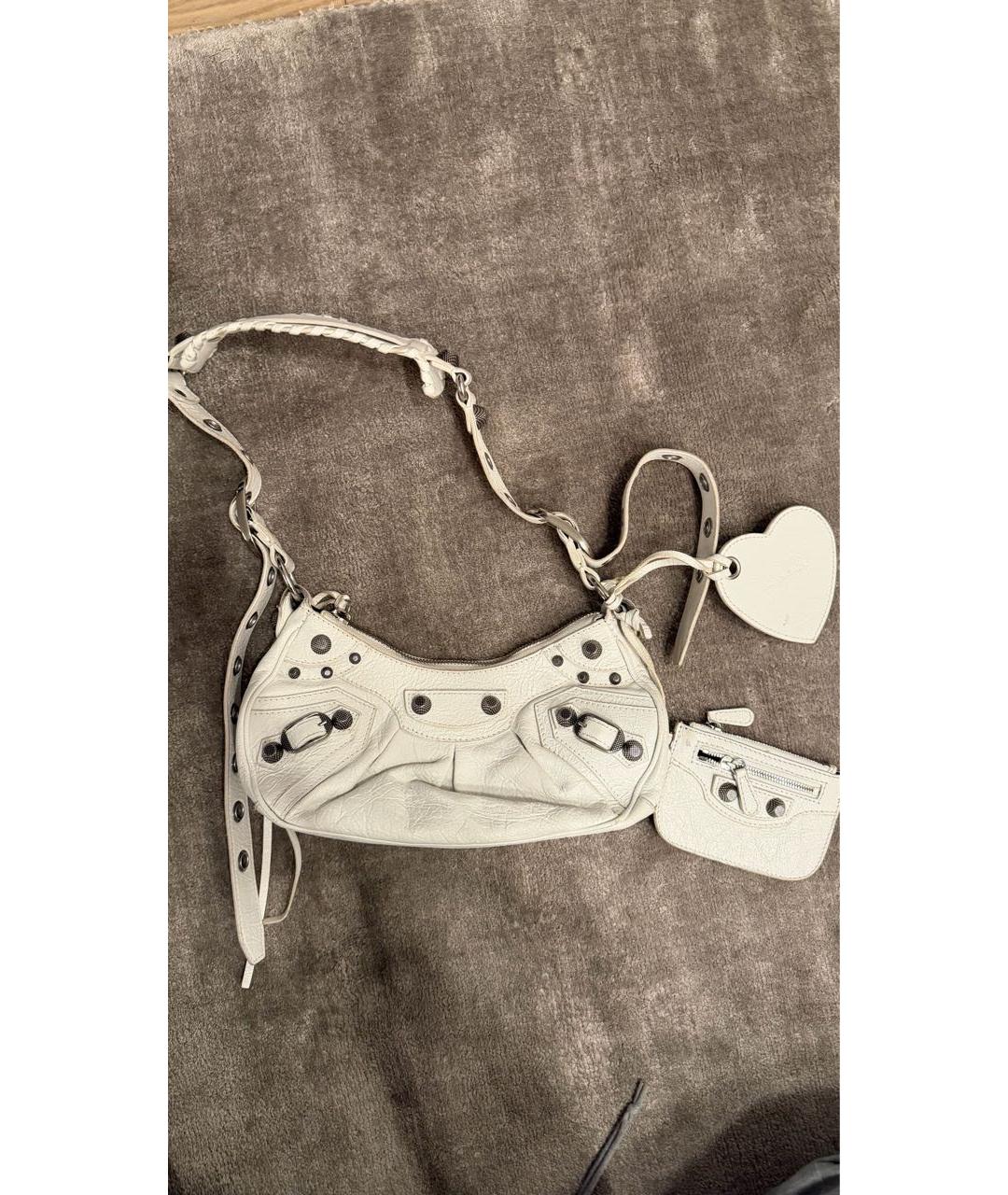 BALENCIAGA Белая кожаная сумка через плечо, фото 6