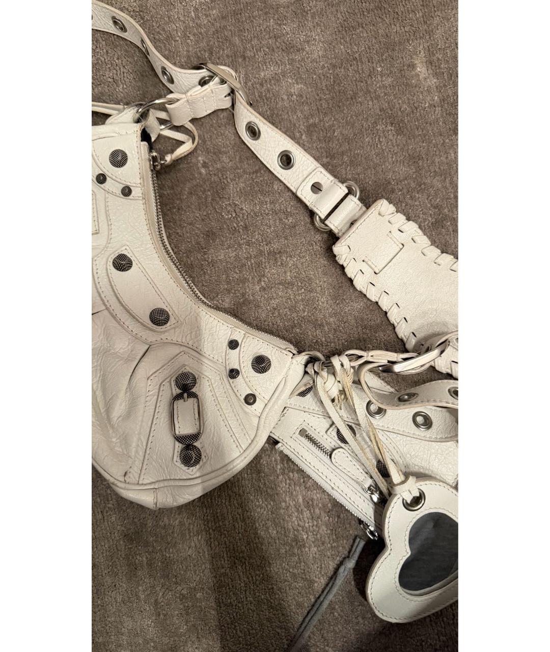 BALENCIAGA Белая кожаная сумка через плечо, фото 2