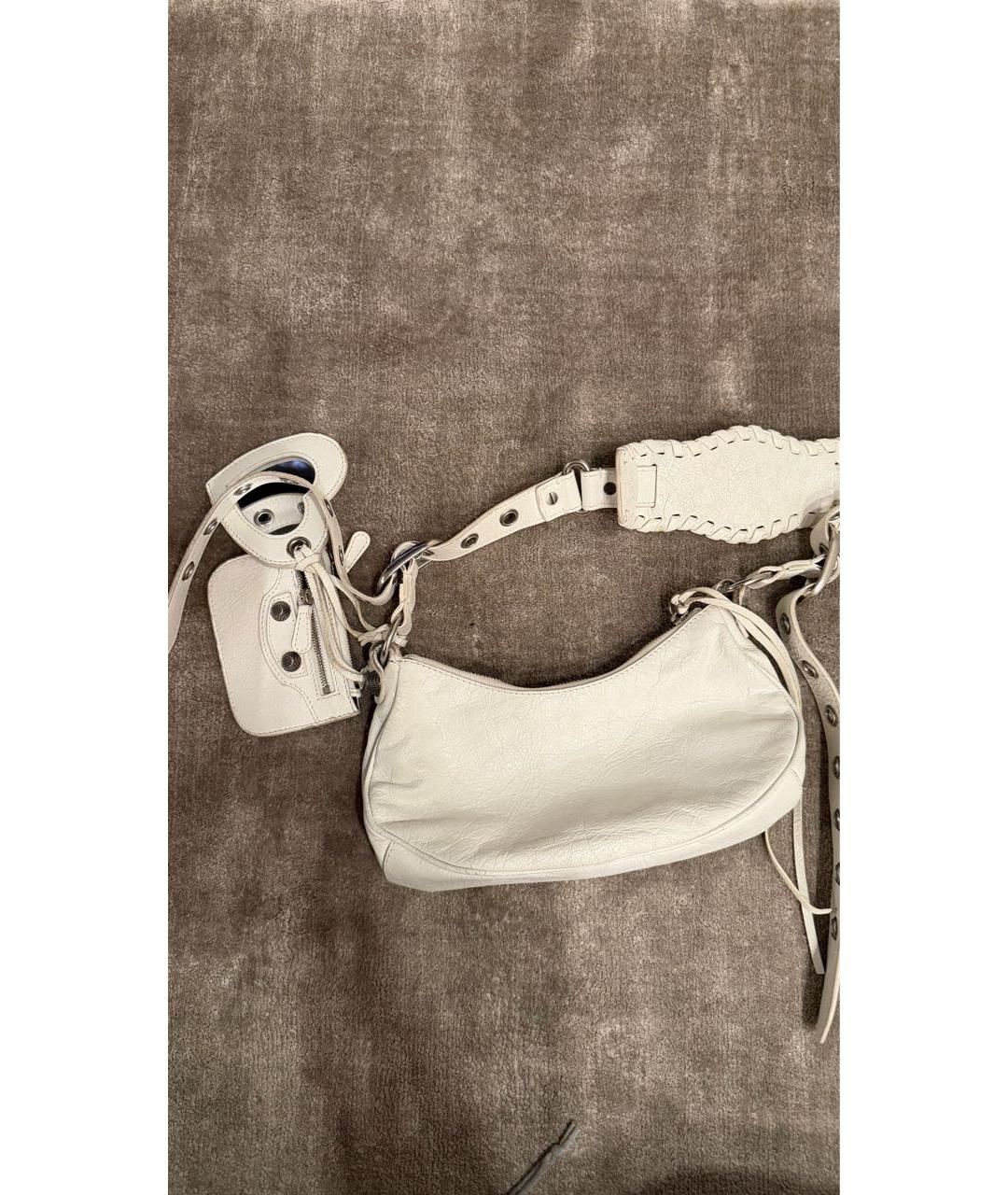 BALENCIAGA Белая кожаная сумка через плечо, фото 3