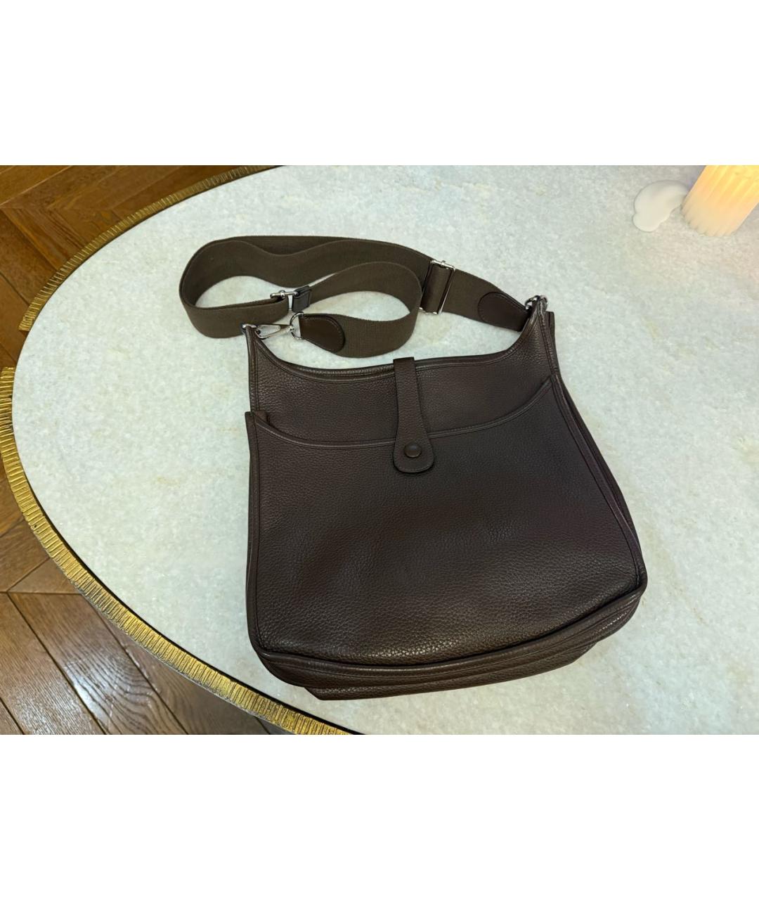 HERMES Коричневая кожаная сумка через плечо, фото 3