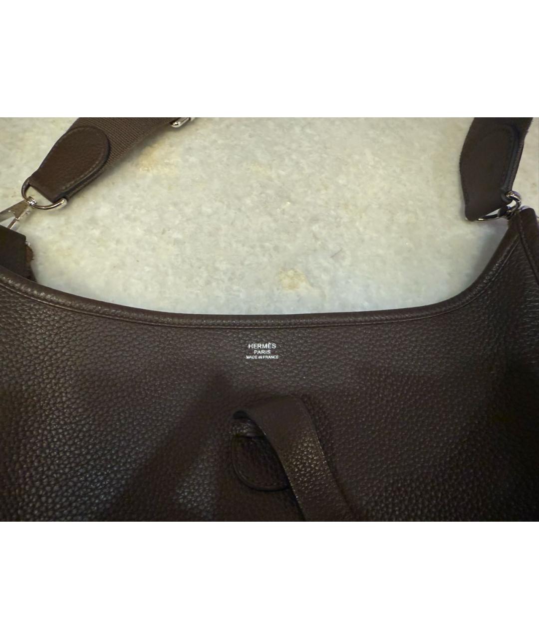 HERMES Коричневая кожаная сумка через плечо, фото 6