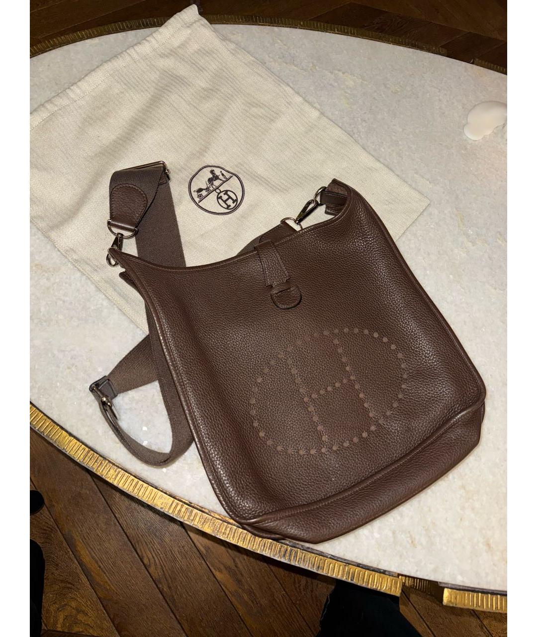 HERMES Коричневая кожаная сумка через плечо, фото 9