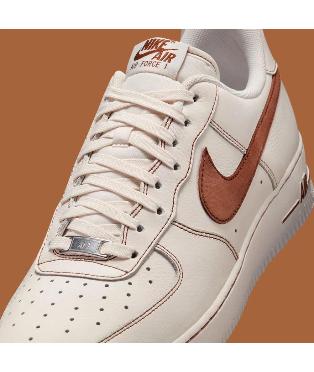 NIKE Бежевые кожаные низкие кроссовки / кеды, фото 6