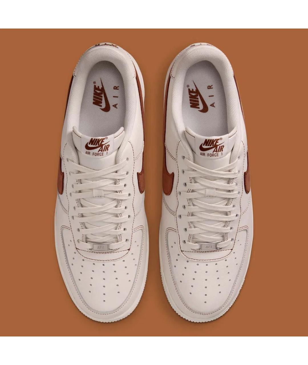 NIKE Бежевые кожаные низкие кроссовки / кеды, фото 4