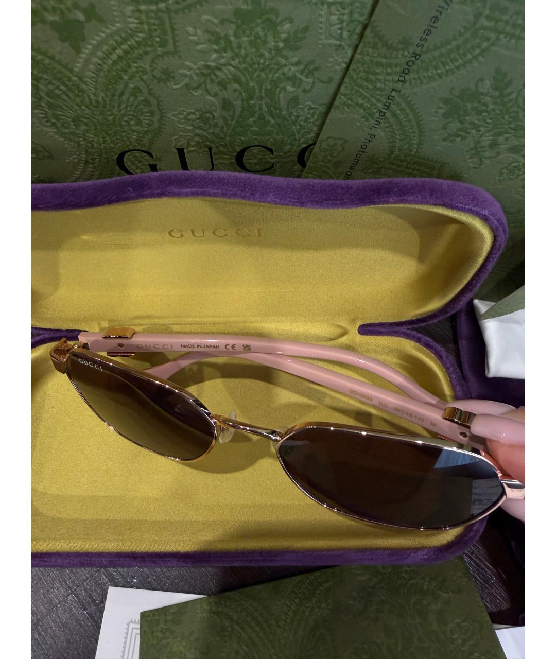 GUCCI Бежевые пластиковые солнцезащитные очки, фото 2