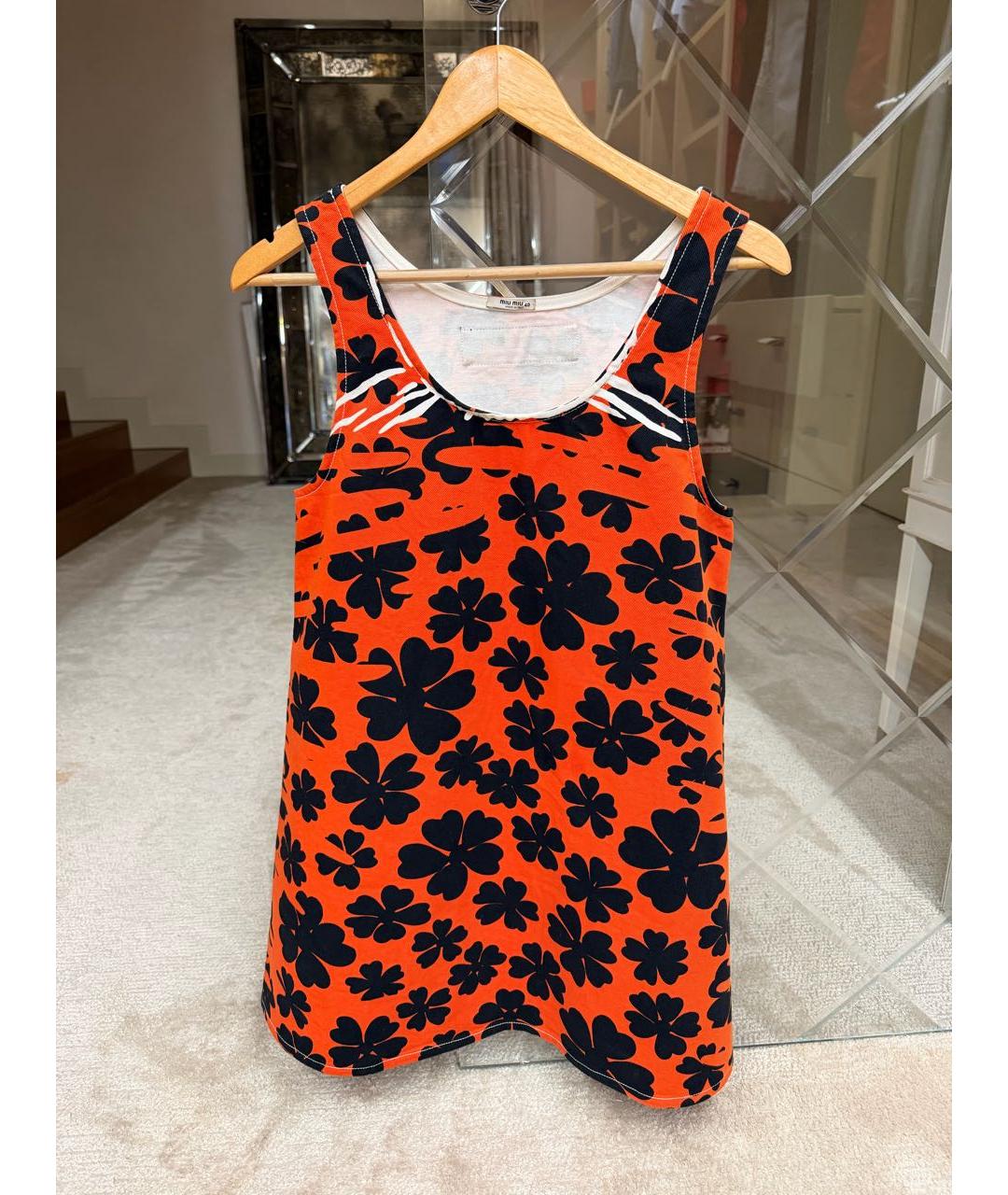 MIU MIU Оранжевый деним сарафан, фото 3