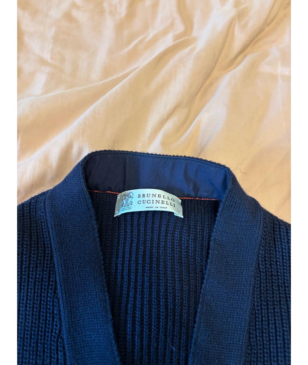 BRUNELLO CUCINELLI Темно-синий хлопковый кардиган, фото 2