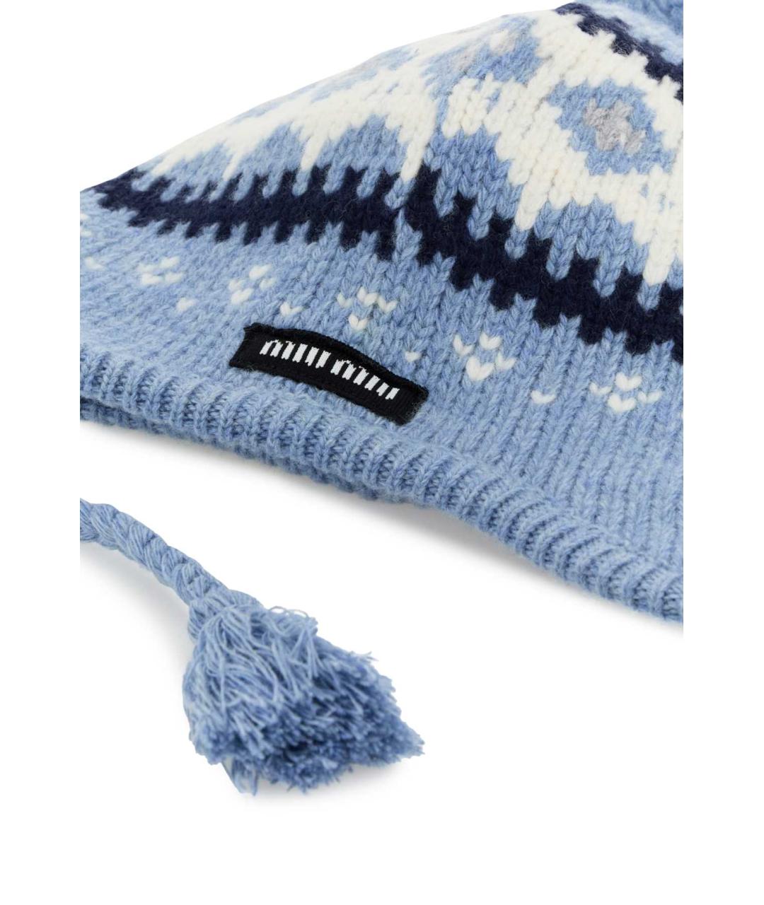 MIU MIU Голубая шерстяная шапка, фото 2