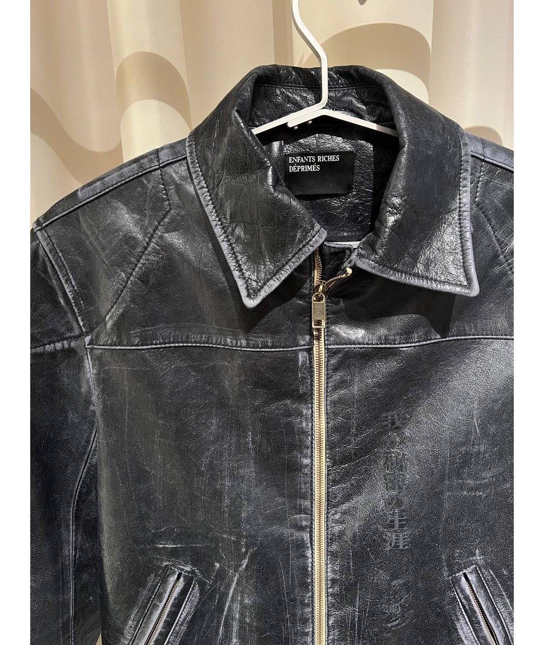 Enfants Riches Déprimés Антрацитовая кожаная куртка, фото 3