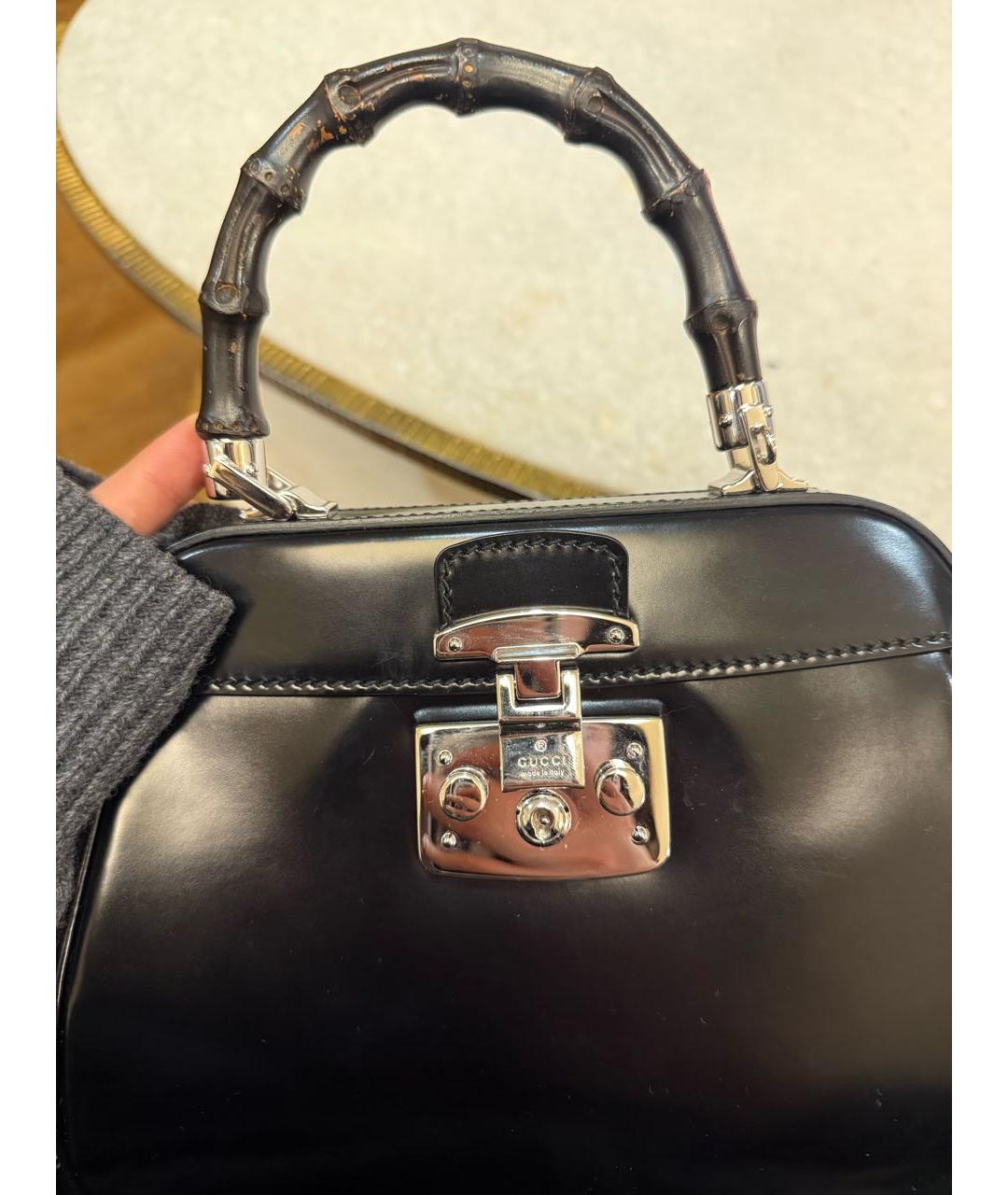 GUCCI Черная кожаная сумка с короткими ручками, фото 7