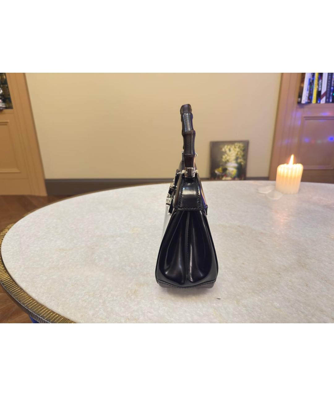 GUCCI Черная кожаная сумка с короткими ручками, фото 2