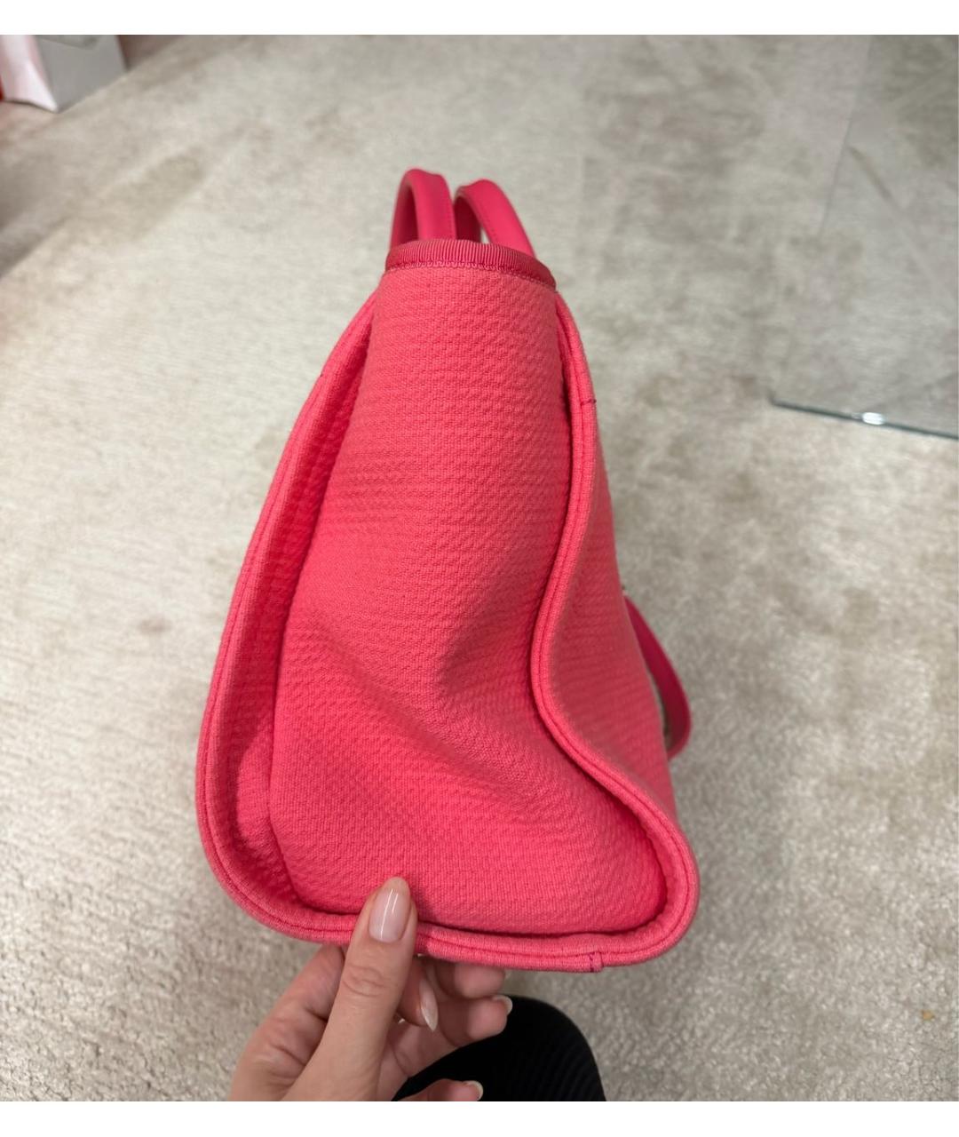 CHANEL Розовая тканевая пляжная сумка, фото 6