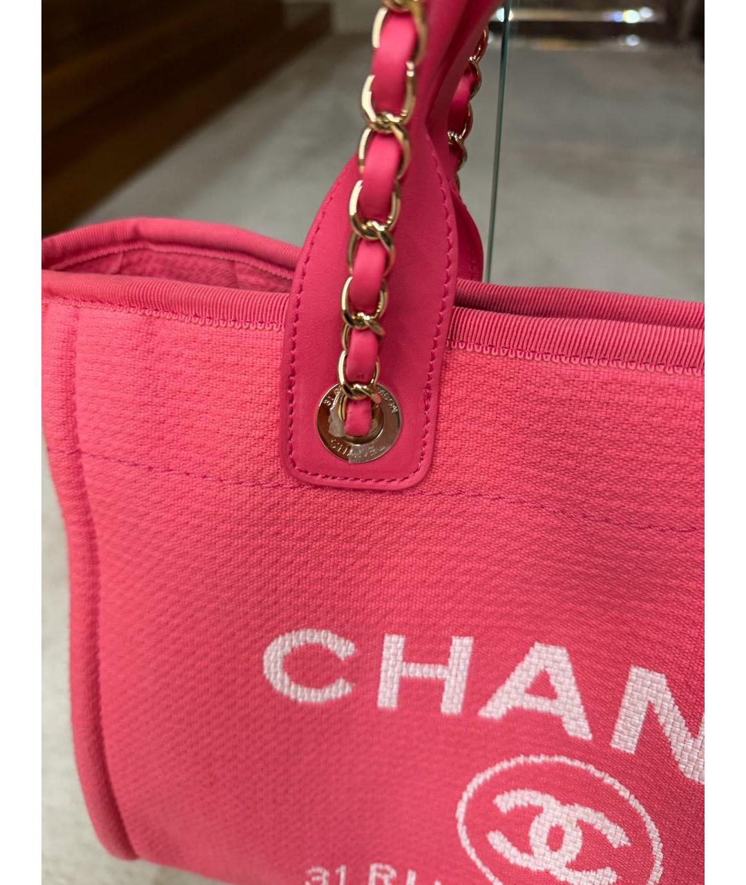 CHANEL Розовая тканевая пляжная сумка, фото 2