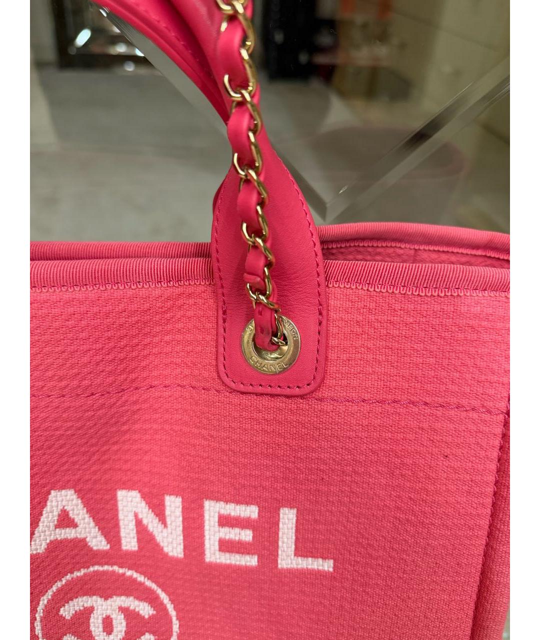 CHANEL Розовая тканевая пляжная сумка, фото 3