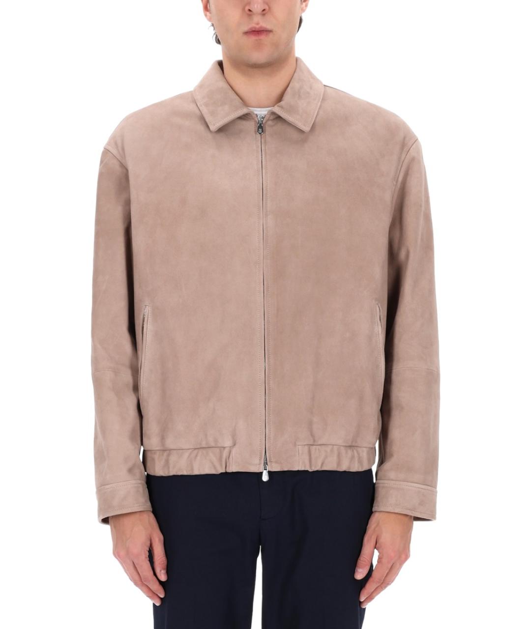 BRUNELLO CUCINELLI Бежевая кожаная куртка, фото 3