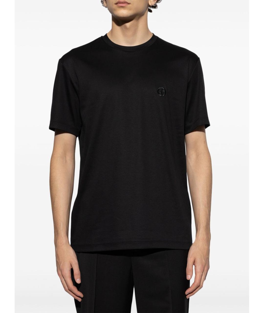 GIORGIO ARMANI Черная хлопковая футболка, фото 3