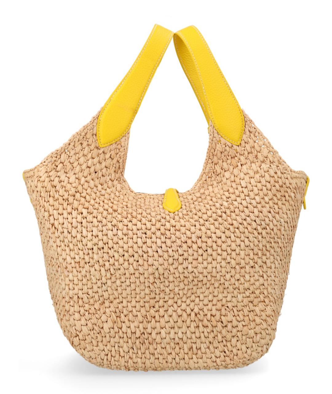 POLO RALPH LAUREN Желтая пелетеная сумка тоут, фото 2