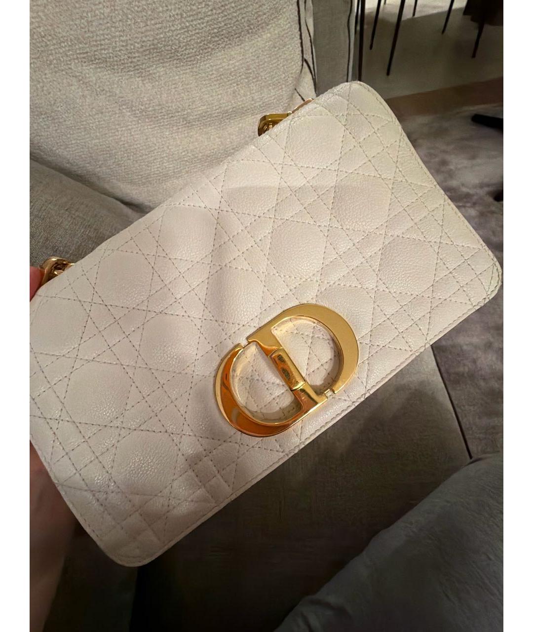 CHRISTIAN DIOR Белая кожаная сумка через плечо, фото 5