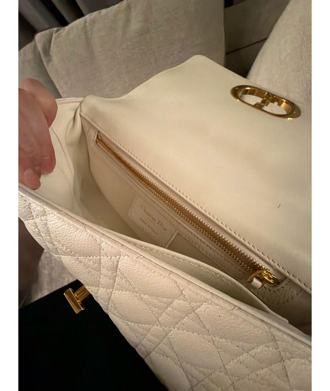 CHRISTIAN DIOR Белая кожаная сумка через плечо, фото 4