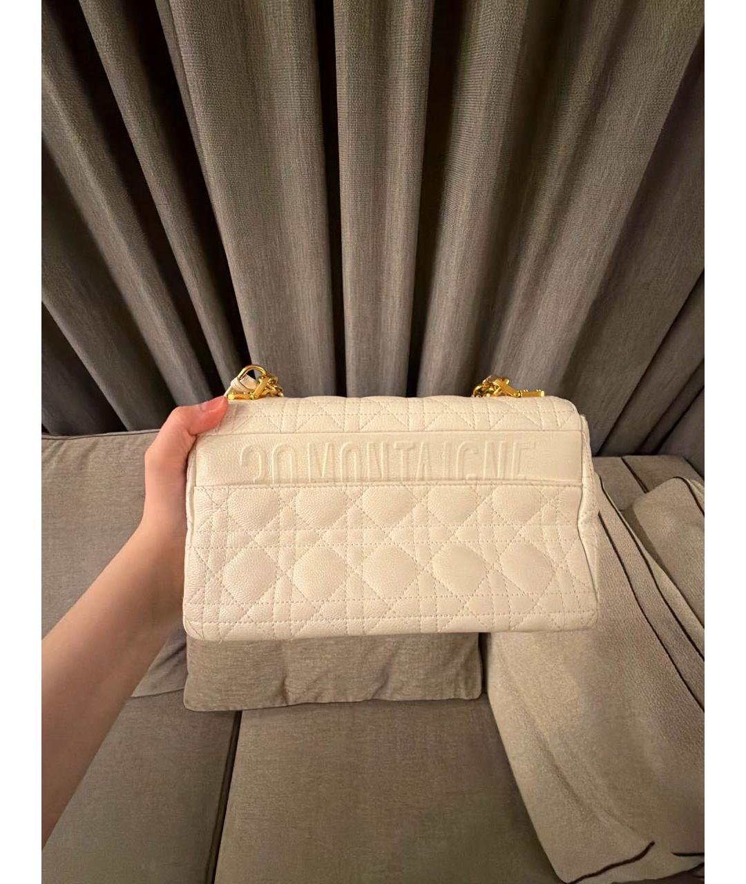 CHRISTIAN DIOR Белая кожаная сумка через плечо, фото 3