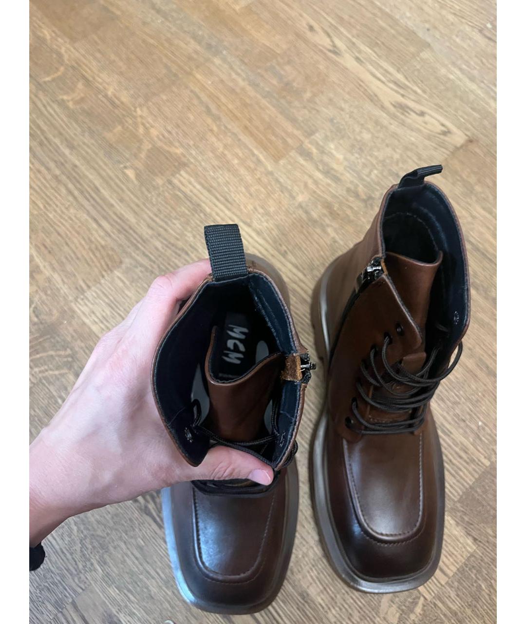 MCM Коричневые кожаные ботинки, фото 4