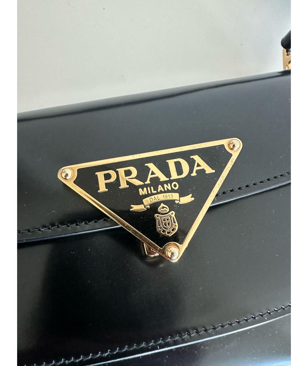 PRADA Черная кожаная сумка с короткими ручками, фото 8