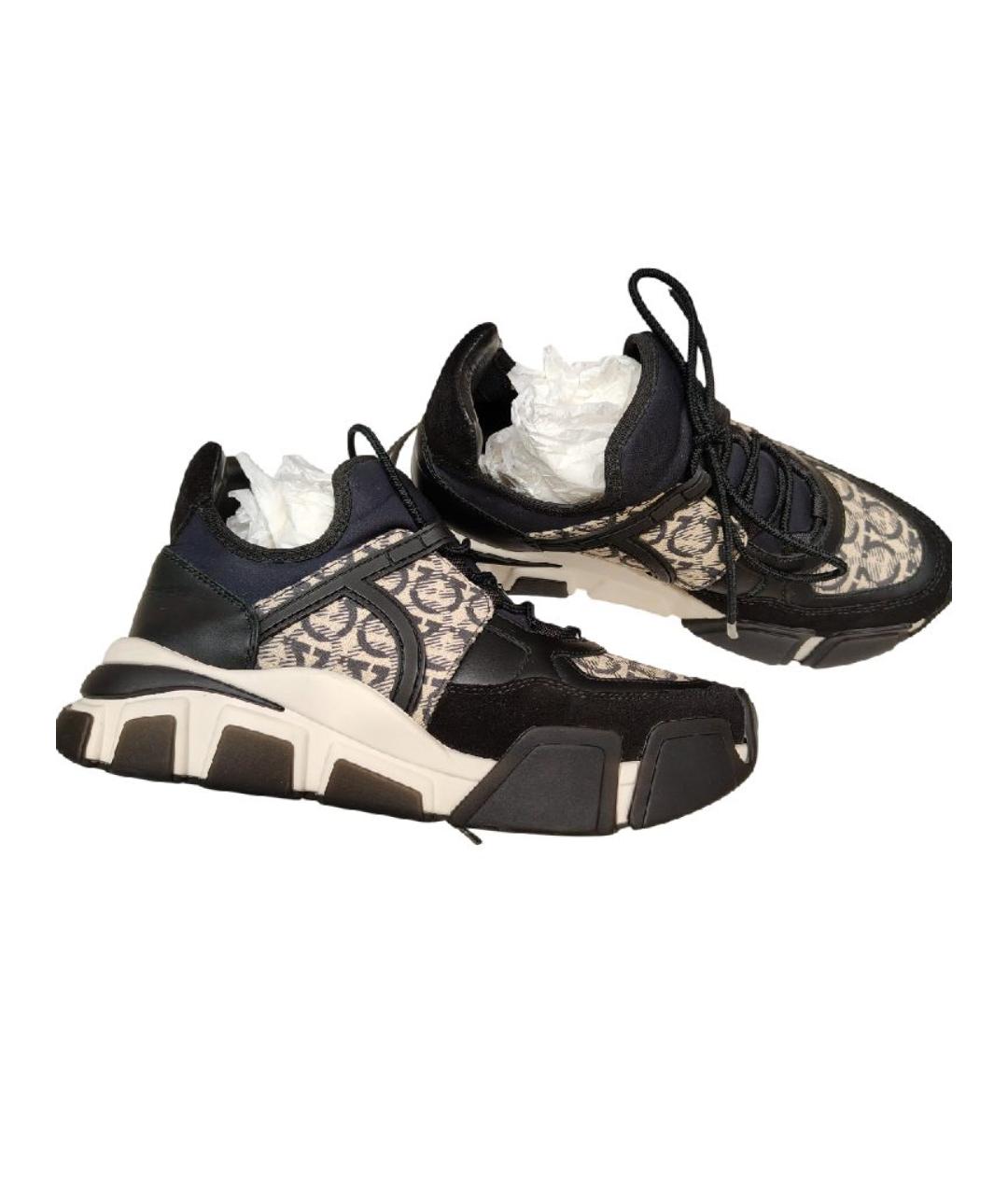 FERRAGAMO Черные кожаные кроссовки, фото 2