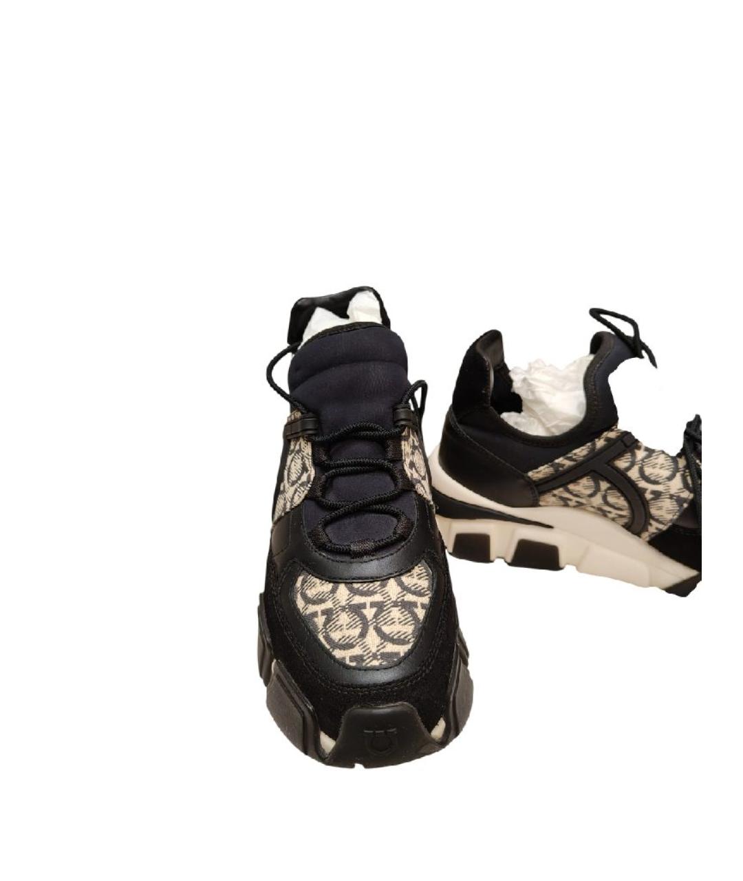 FERRAGAMO Черные кожаные кроссовки, фото 3