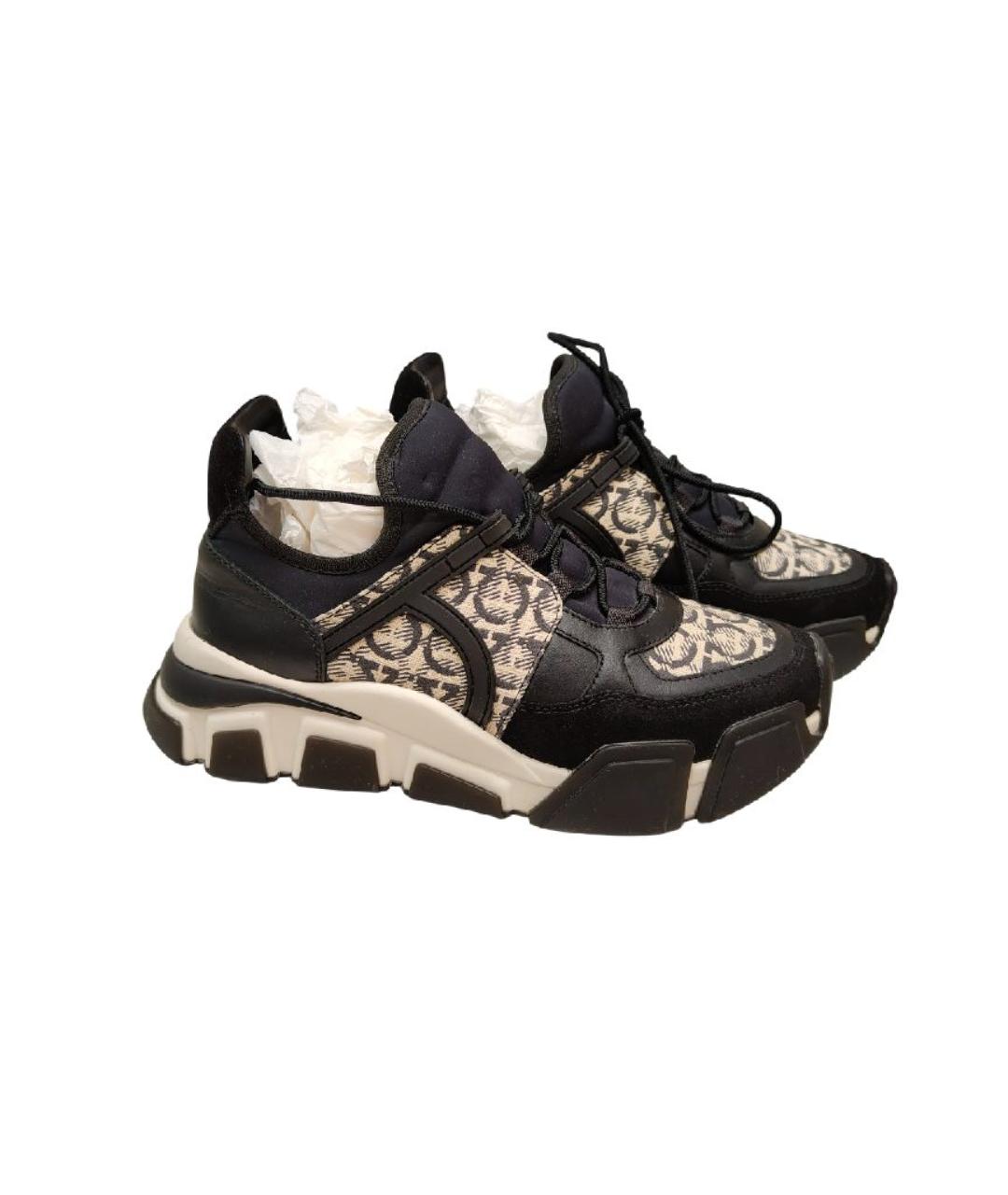 FERRAGAMO Черные кожаные кроссовки, фото 7