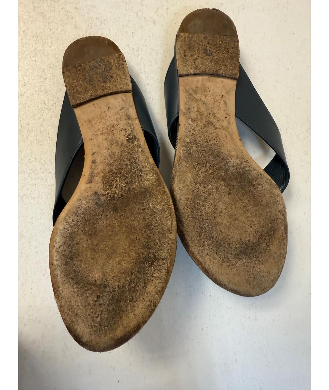 LOUIS VUITTON Черные кожаные шлепанцы, фото 8