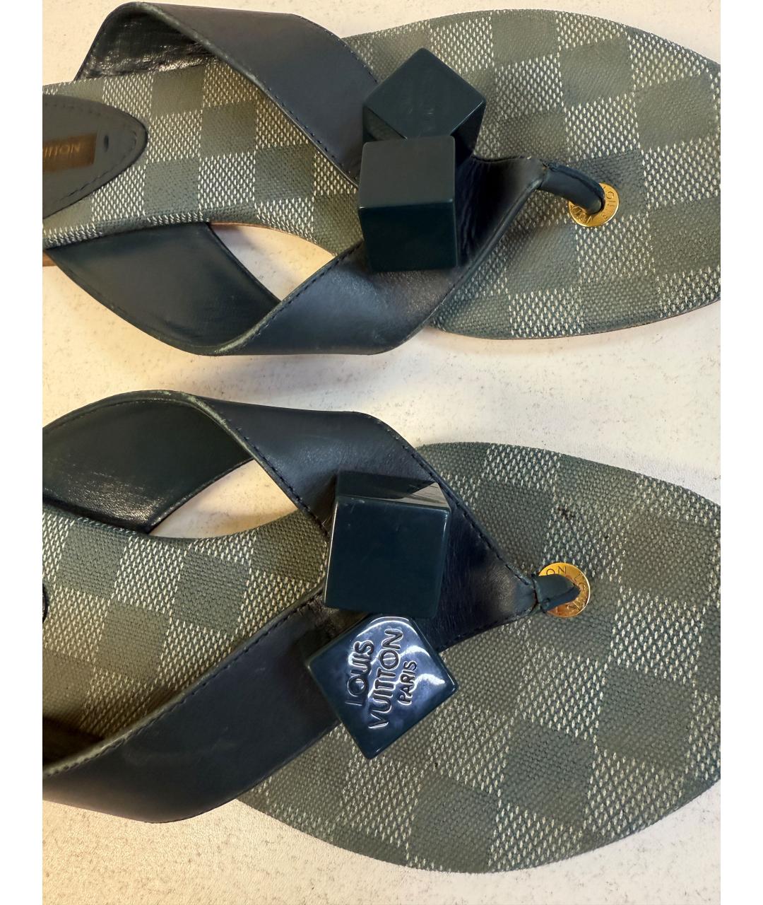 LOUIS VUITTON Черные кожаные шлепанцы, фото 5